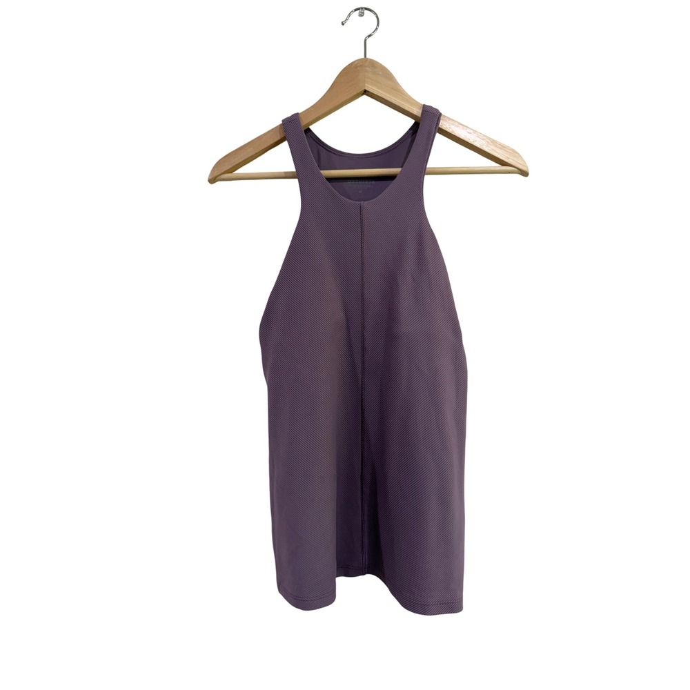 Athleta Aurora Ribbed High Neck Tank Top Mauve Purple Sz Medium